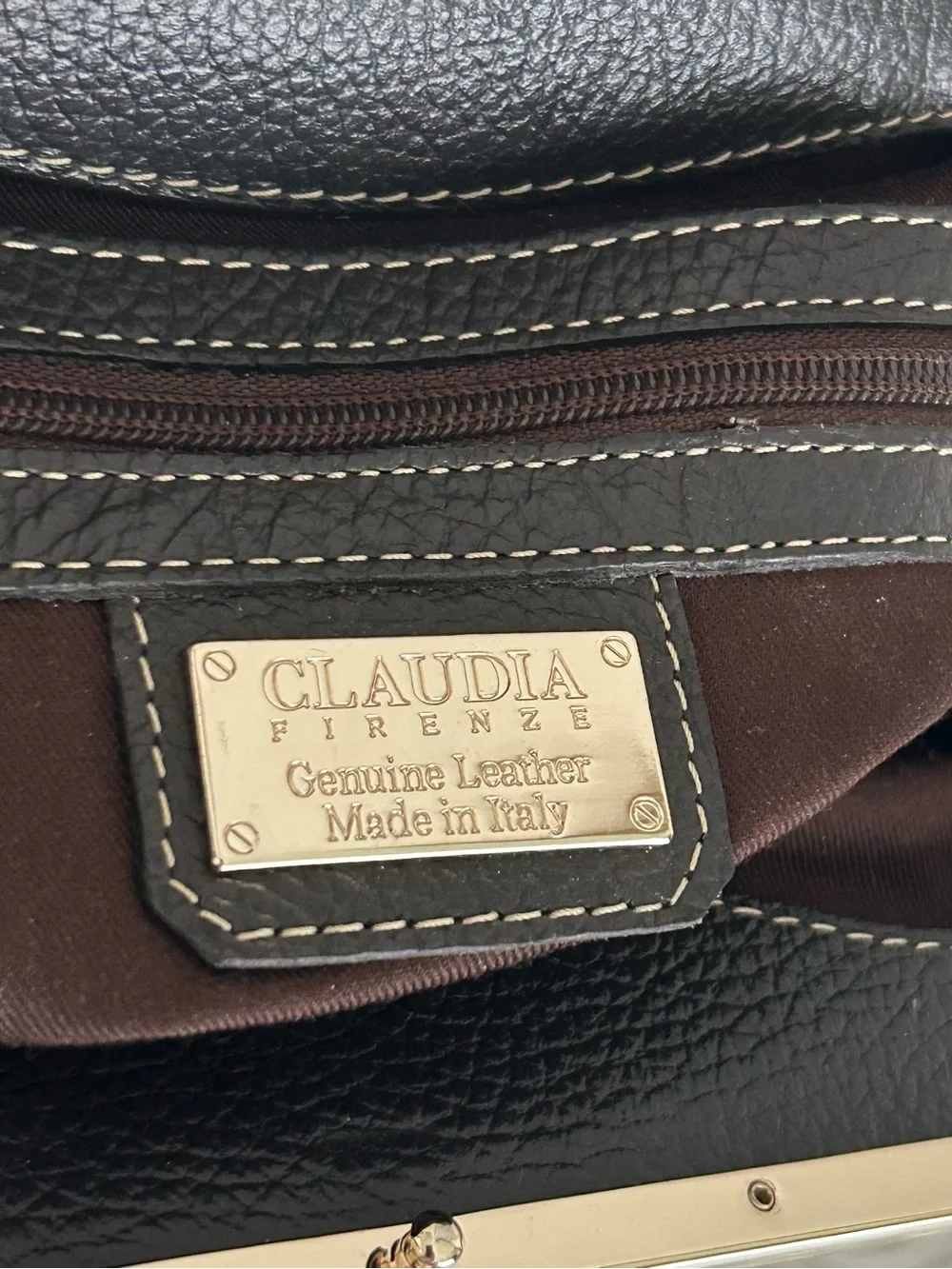 Claudia Firenze Leopard Calf Hair Leather Frame Satchel Made in Italy - Picture 12 of 15